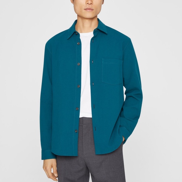 Long Sleeve Textured Standard Workshirt - New With Tags - NEVER WORN - Teal - Picture 1 of 4